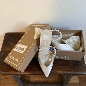 Pearl size 9 satin Dolce Vita kitten pumps worn only once (my rehearsal dinner!)